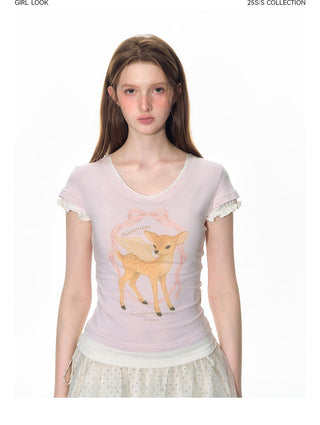 [TAKEANAP] deer printed tee