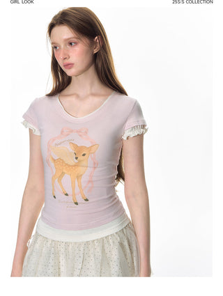 [TAKEANAP] deer printed tee