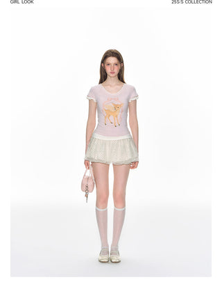 [TAKEANAP] deer printed tee