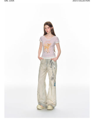 [TAKEANAP] deer printed tee