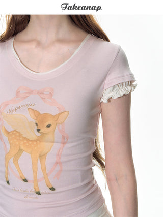 [TAKEANAP] deer printed tee