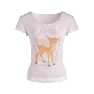 [TAKEANAP] deer printed tee