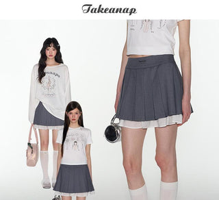 [TAKEANAP] double-layer pleated skirt