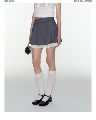 [TAKEANAP] double-layer pleated skirt