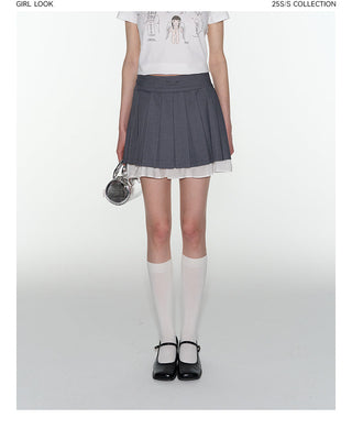 [TAKEANAP] double-layer pleated skirt