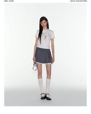 [TAKEANAP] double-layer pleated skirt