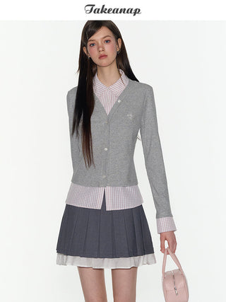 [TAKEANAP] double-layer pleated skirt