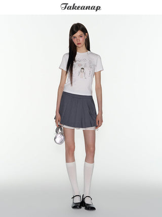 [TAKEANAP] double-layer pleated skirt