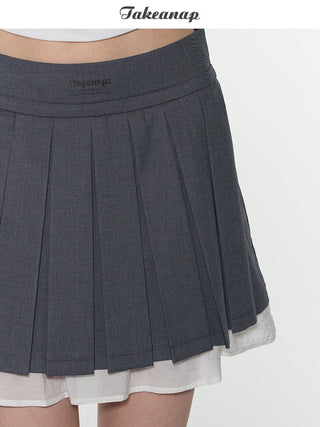 [TAKEANAP] double-layer pleated skirt