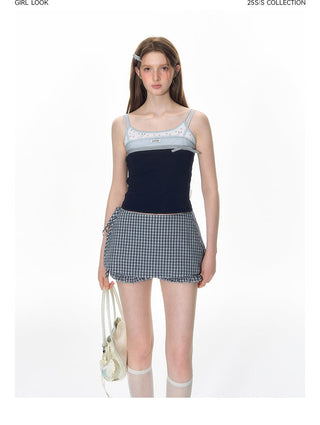 [TAKEANAP] plaid lace shorts