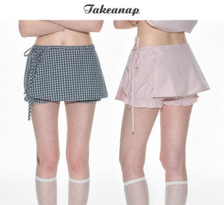 [TAKEANAP] plaid lace shorts