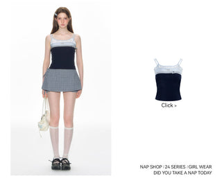 [TAKEANAP] plaid lace shorts