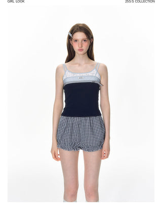 [TAKEANAP] plaid lace shorts