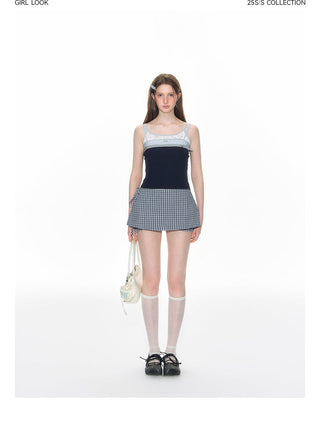[TAKEANAP] plaid lace shorts