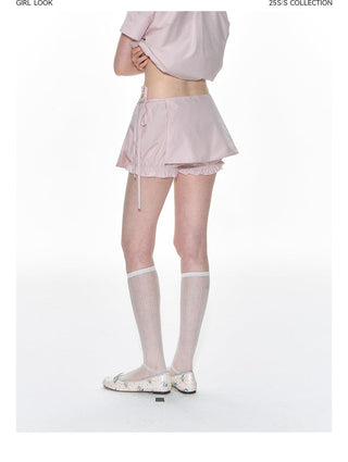 [TAKEANAP] plaid lace shorts