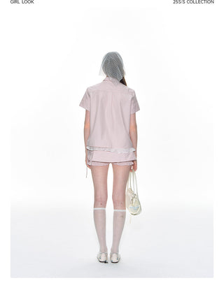 [TAKEANAP] plaid lace shorts