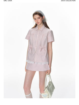 [TAKEANAP] plaid lace shorts