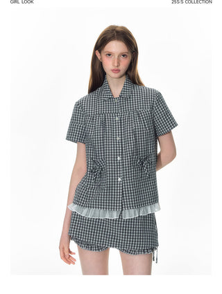 [TAKEANAP] plaid lace shorts