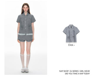 [TAKEANAP] plaid lace shorts