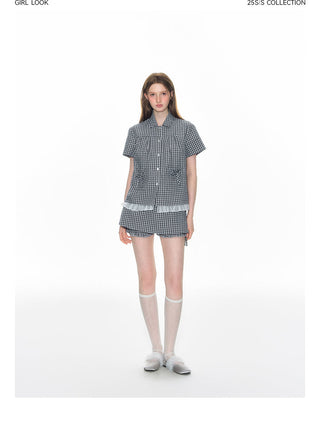 [TAKEANAP] plaid lace shorts
