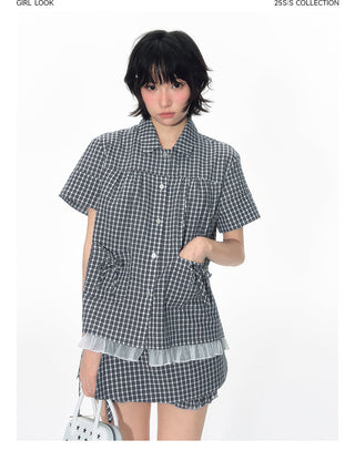 [TAKEANAP] plaid lace shorts