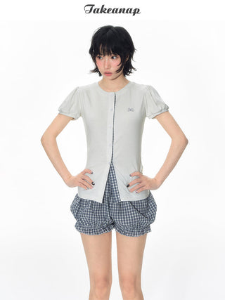 [TAKEANAP] plaid lace shorts