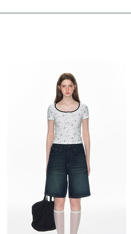 [TAKEANAP] bow denim shorts