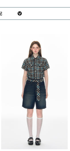 [TAKEANAP] bow denim shorts