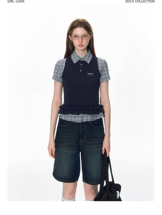 [TAKEANAP] bow denim shorts