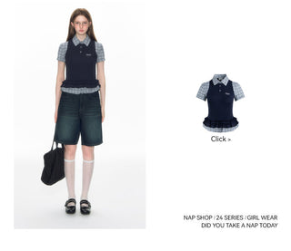 [TAKEANAP] bow denim shorts