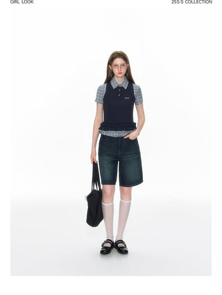 [TAKEANAP] bow denim shorts