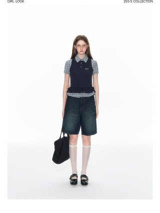 [TAKEANAP] bow denim shorts
