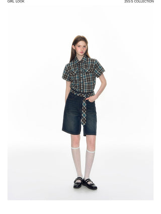 [TAKEANAP] bow denim shorts