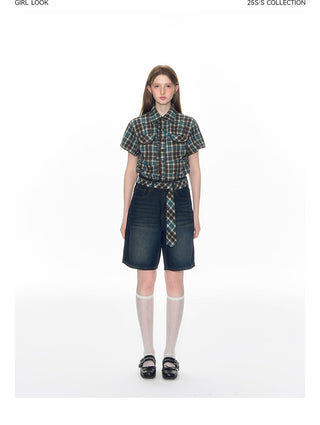 [TAKEANAP] bow denim shorts