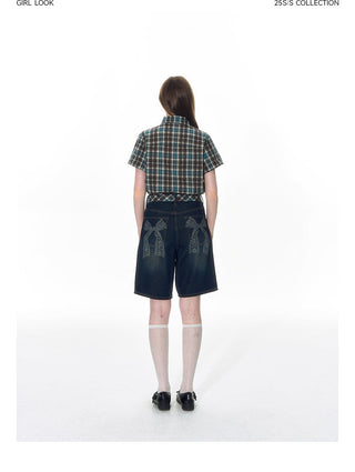 [TAKEANAP] bow denim shorts