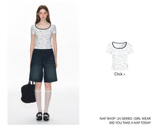 [TAKEANAP] bow denim shorts