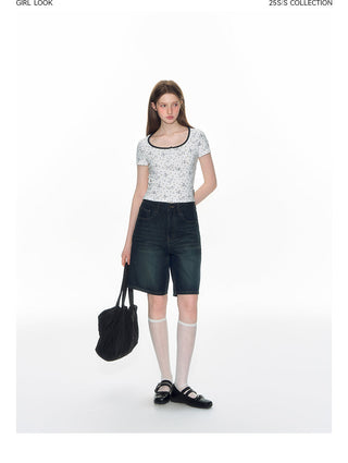 [TAKEANAP] bow denim shorts