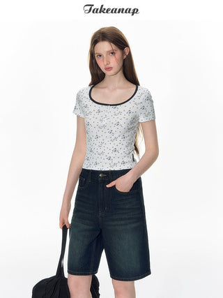 [TAKEANAP] bow denim shorts