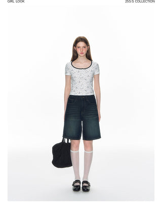 [TAKEANAP] bow denim shorts