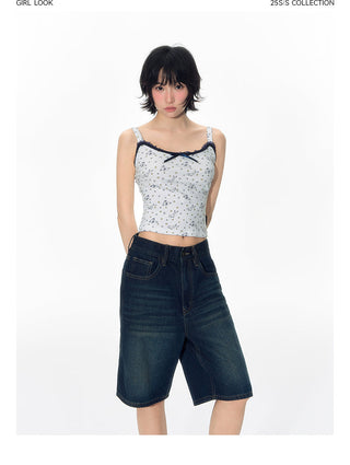 [TAKEANAP] bow denim shorts