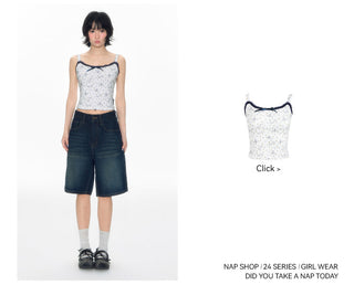 [TAKEANAP] bow denim shorts