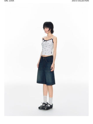 [TAKEANAP] bow denim shorts