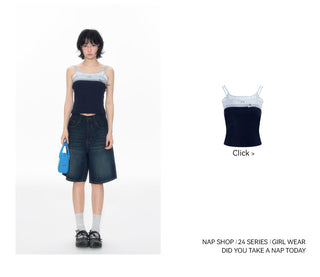 [TAKEANAP] bow denim shorts