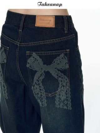 [TAKEANAP] bow denim shorts