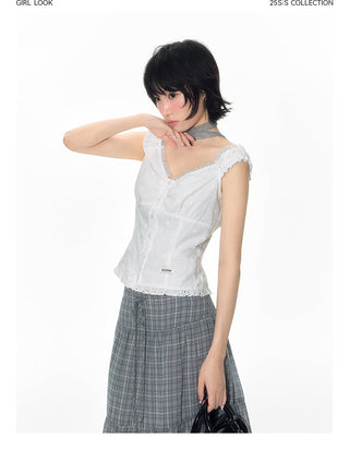 [TAKEANAP] plaid mesh skirt