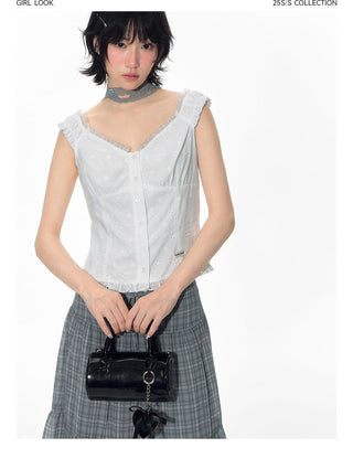 [TAKEANAP] plaid mesh skirt