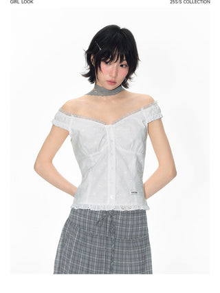 [TAKEANAP] plaid mesh skirt