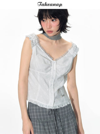 [TAKEANAP] plaid mesh skirt