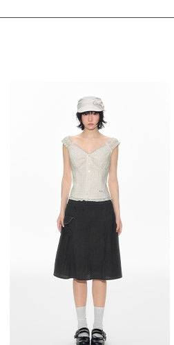 [TAKEANAP] lace plaid set