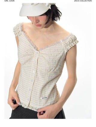 [TAKEANAP] lace plaid set